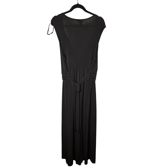 Plus 22W Black Knot Front Maxi Dress • Sleeveless Stretch Long Dress - Picture 5 of 7